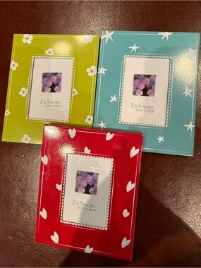 Set of 3 Decorative 2x3 Photo Frames - Red, Aqua, Lime